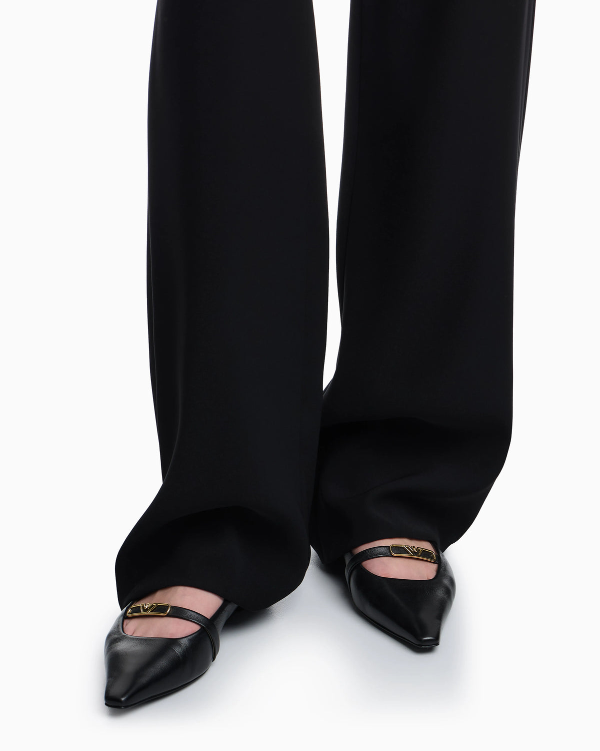 Nappa-leather pointed-toe ballerinas with eagle plate