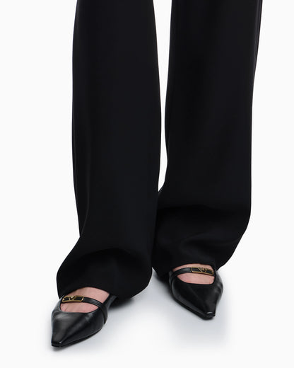 Nappa-leather pointed-toe ballerinas with eagle plate