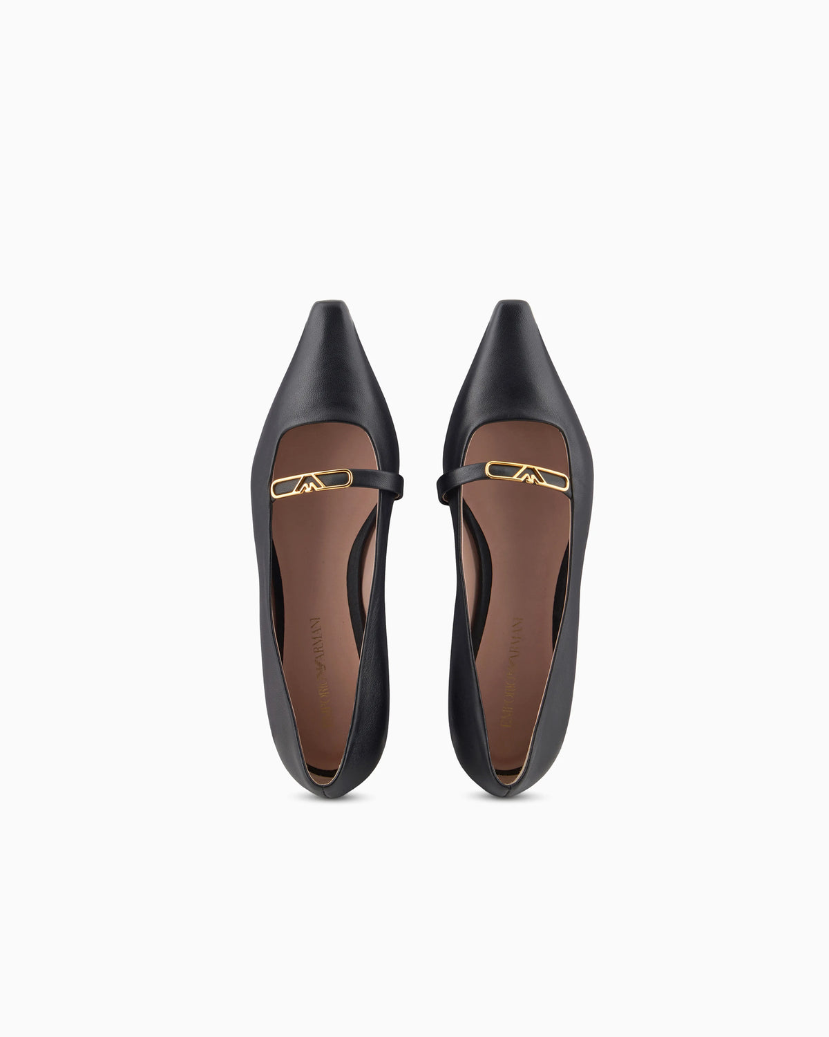 Nappa-leather pointed-toe ballerinas with eagle plate