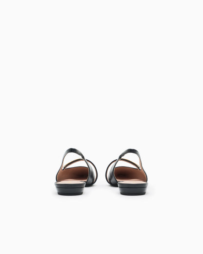 Nappa-leather slingback ballerinas with eagle plate