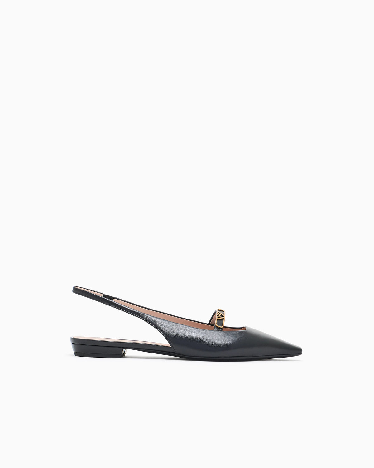 Nappa-leather slingback ballerinas with eagle plate