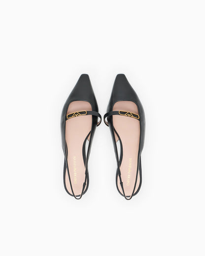 Nappa-leather slingback ballerinas with eagle plate