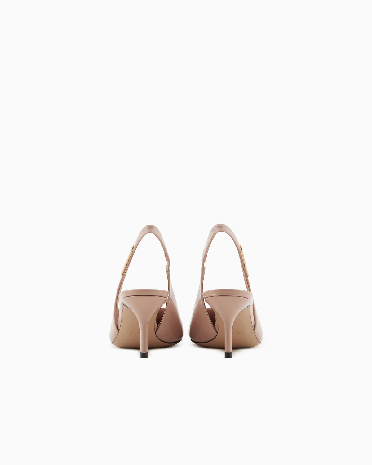 Patent-leather slingback court shoes with eagle plate