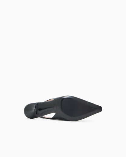 Nappa-leather slingback court shoes with eagle plate