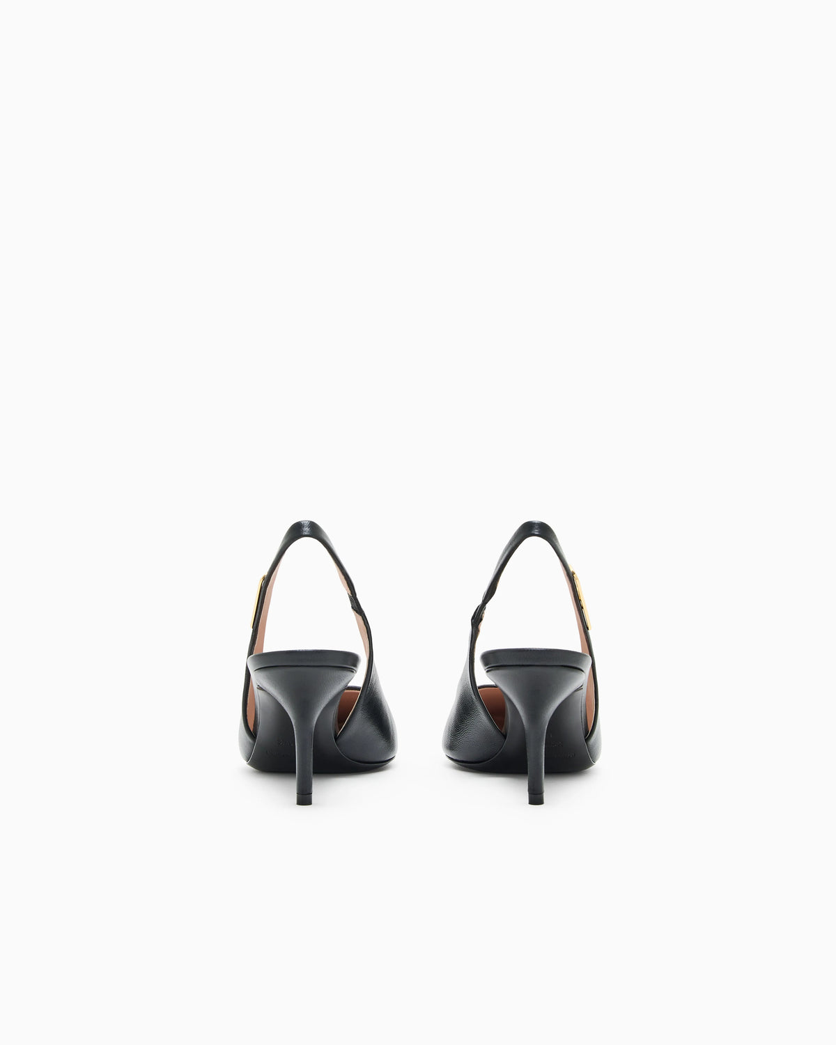 Nappa-leather slingback court shoes with eagle plate