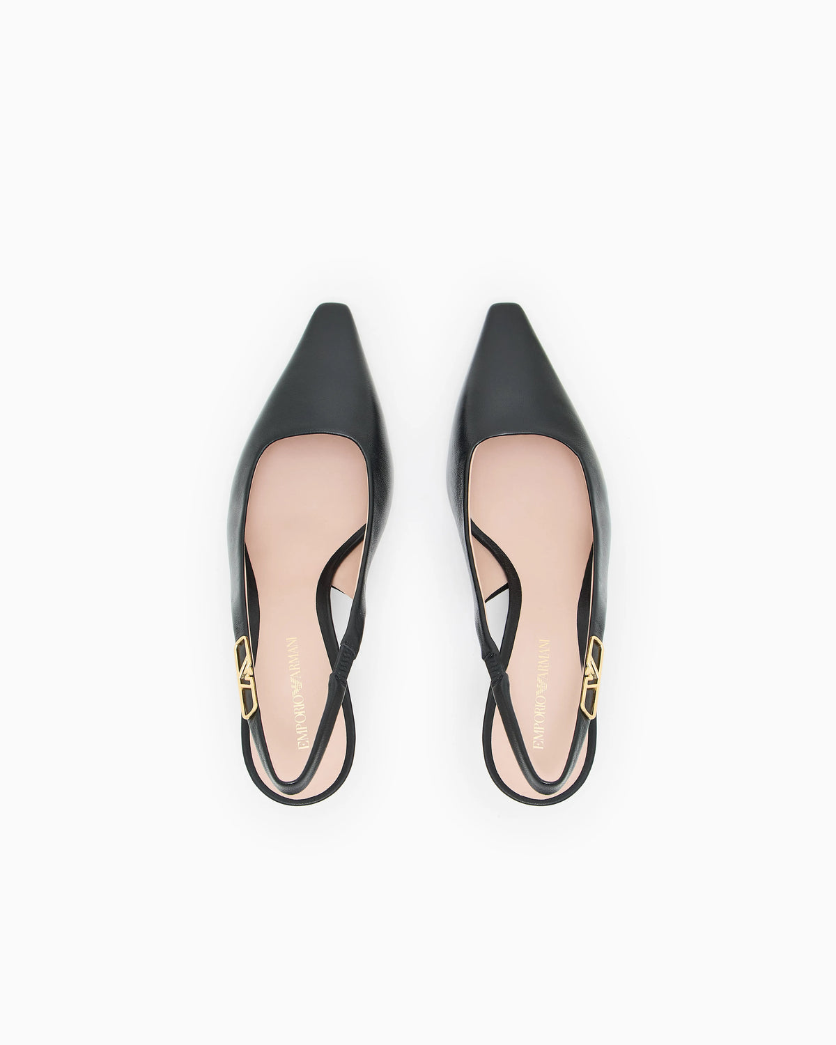 Nappa-leather slingback court shoes with eagle plate
