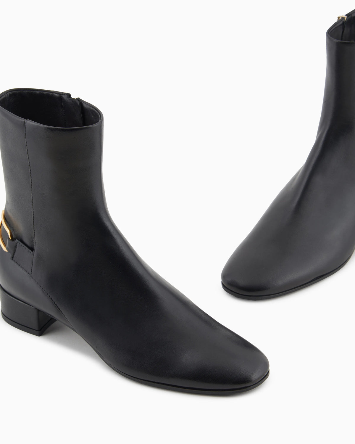 Nappa-leather ankle boots with an eagle plate