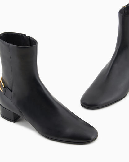 Nappa-leather ankle boots with an eagle plate
