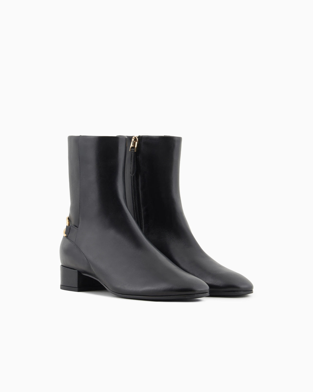 Nappa-leather ankle boots with an eagle plate