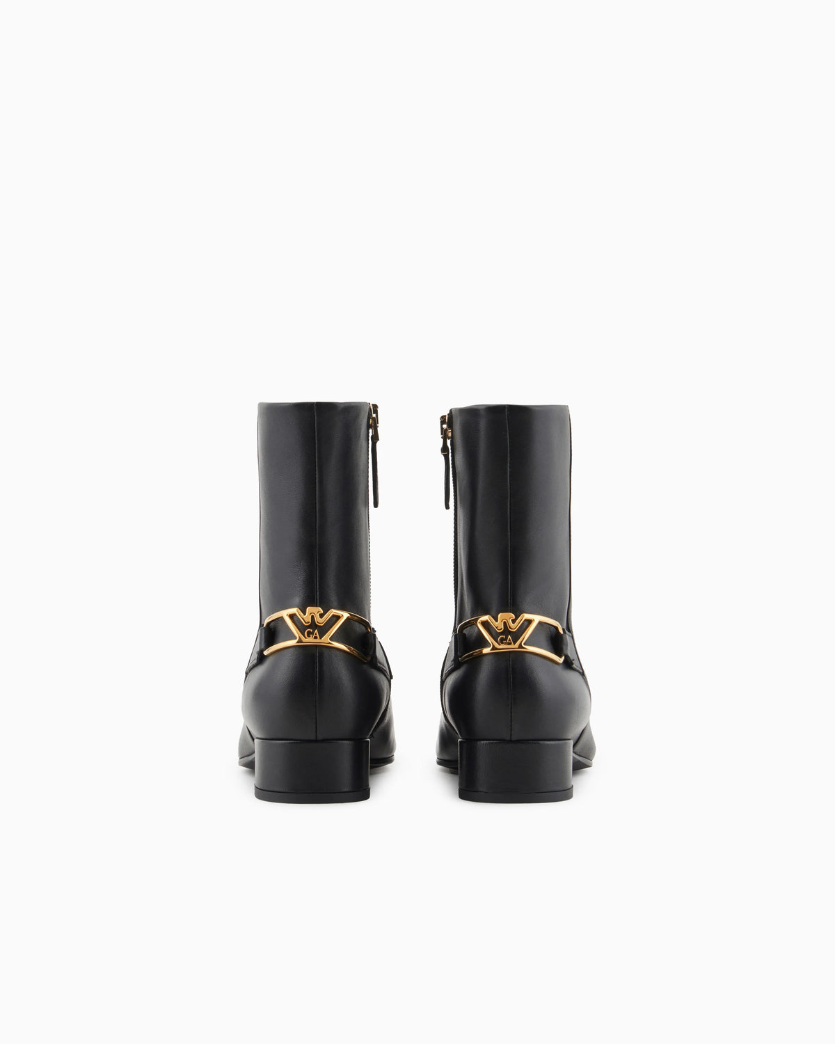 Nappa-leather ankle boots with an eagle plate