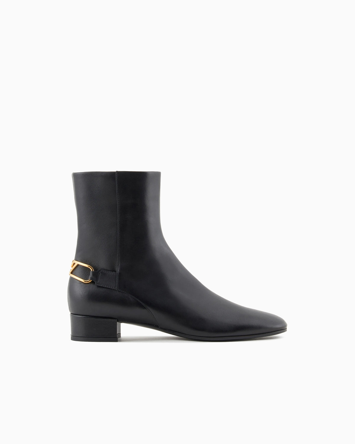 Nappa-leather ankle boots with an eagle plate