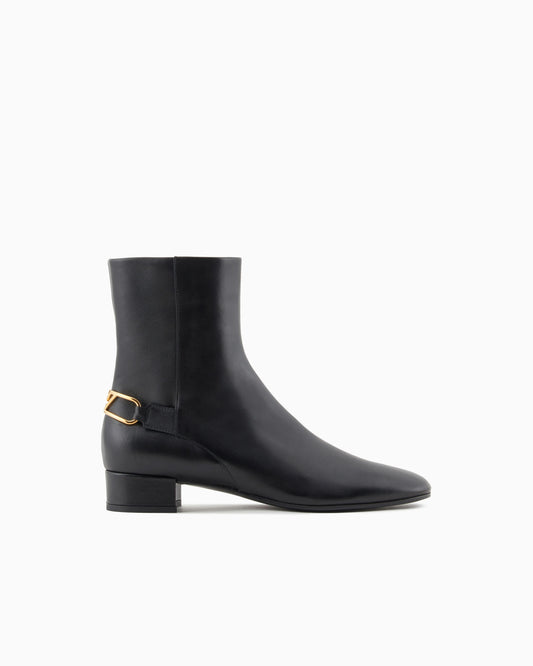 Nappa-leather ankle boots with an eagle plate