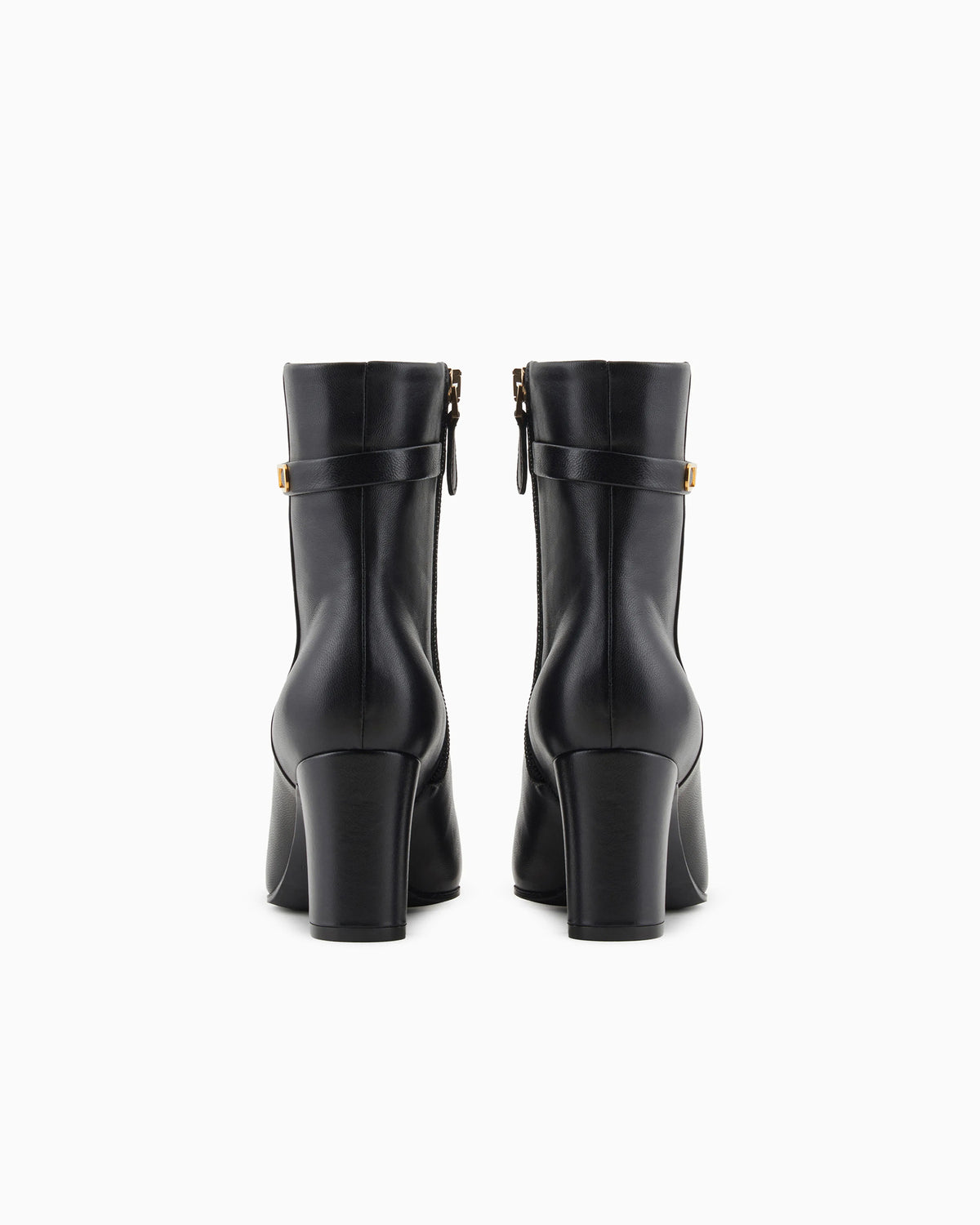Nappa-leather high-heeled ankle boots with eagle plate