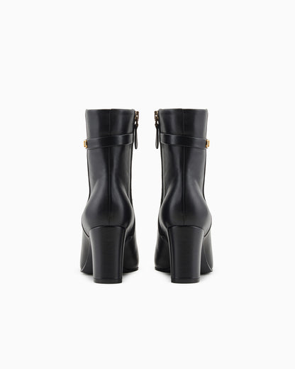 Nappa-leather high-heeled ankle boots with eagle plate