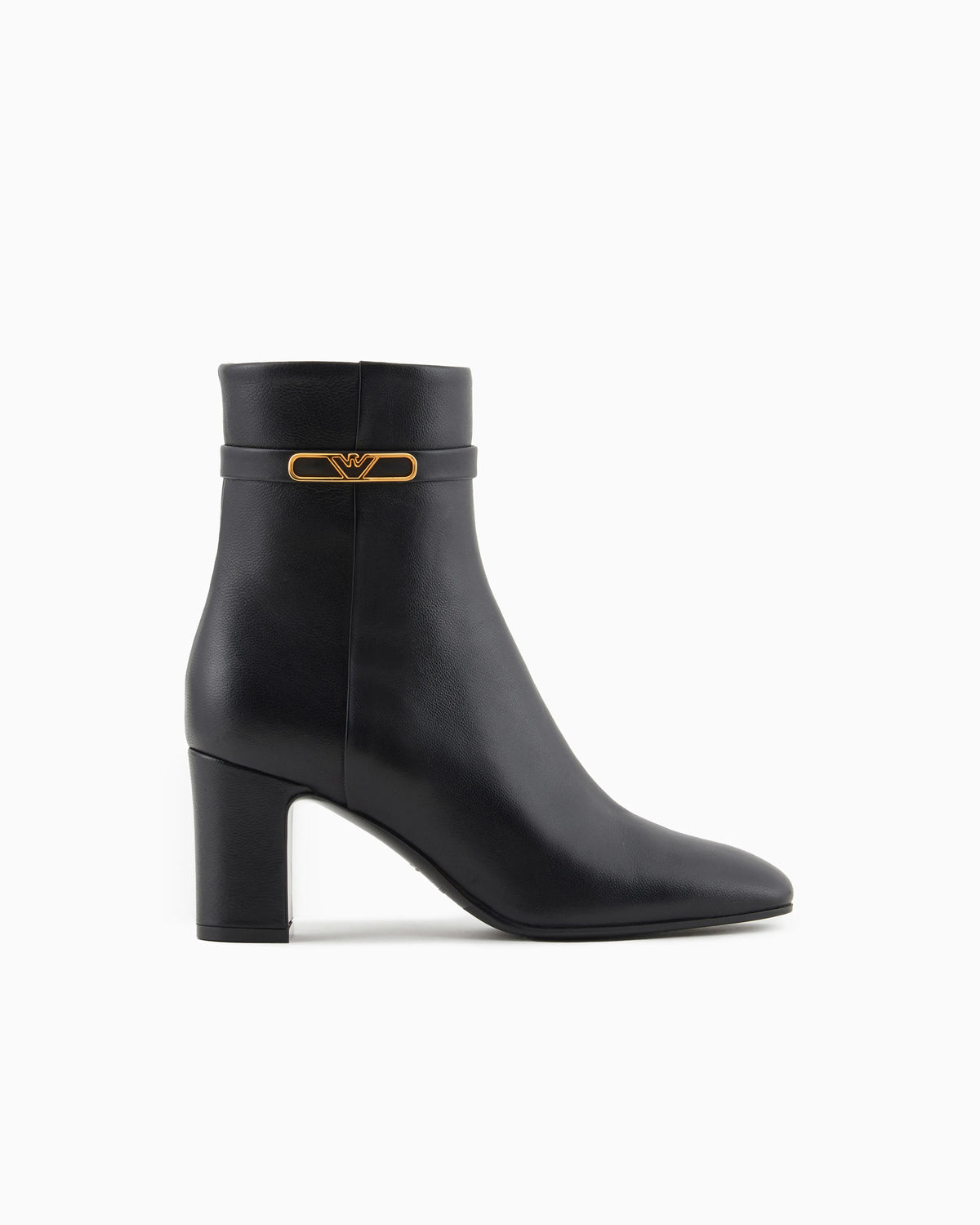 Nappa-leather high-heeled ankle boots with eagle plate