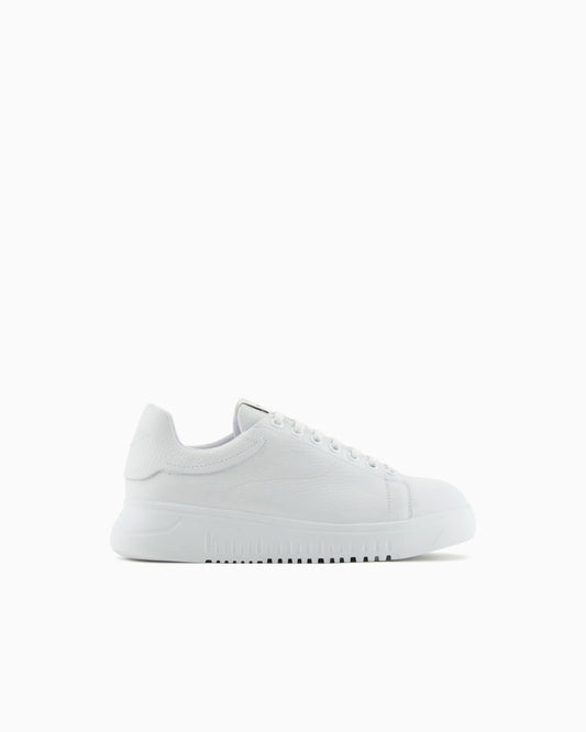 High-top sneaker in tumbled leather with laces Essential