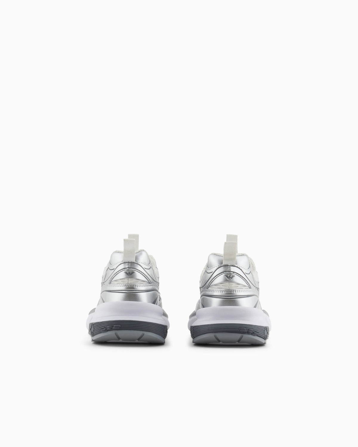 Mesh sneakers with laminated details and signature logo