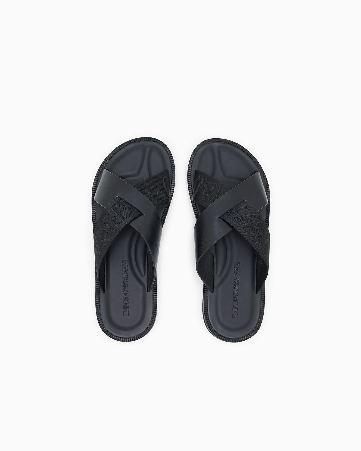 Leather cross-over sandals with logo tape