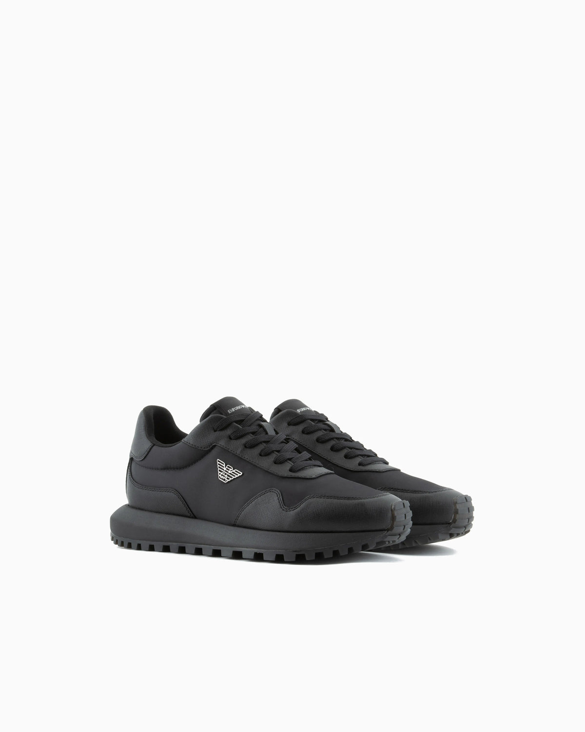 Saffiano detail sneaker with logo and laces