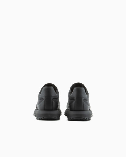 Saffiano detail sneaker with logo and laces