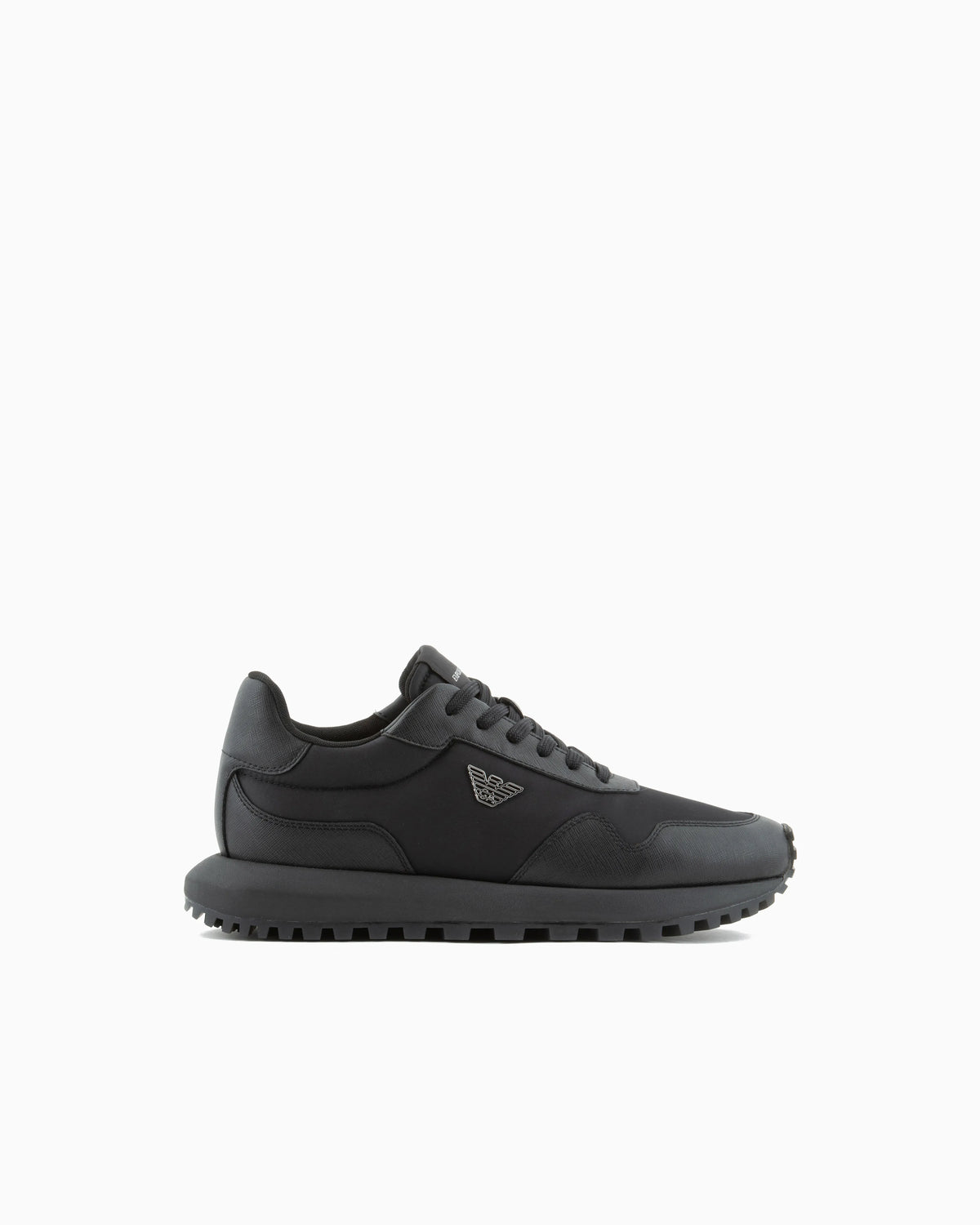 Saffiano detail sneaker with logo and laces