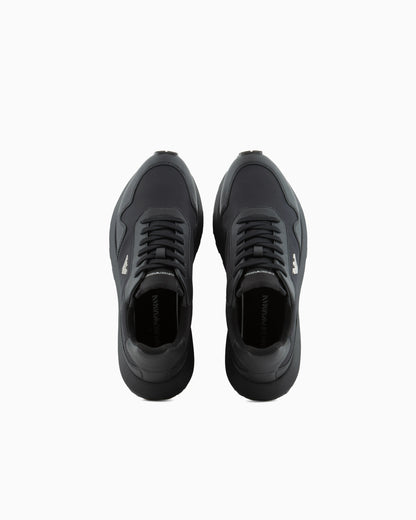 Saffiano detail sneaker with logo and laces