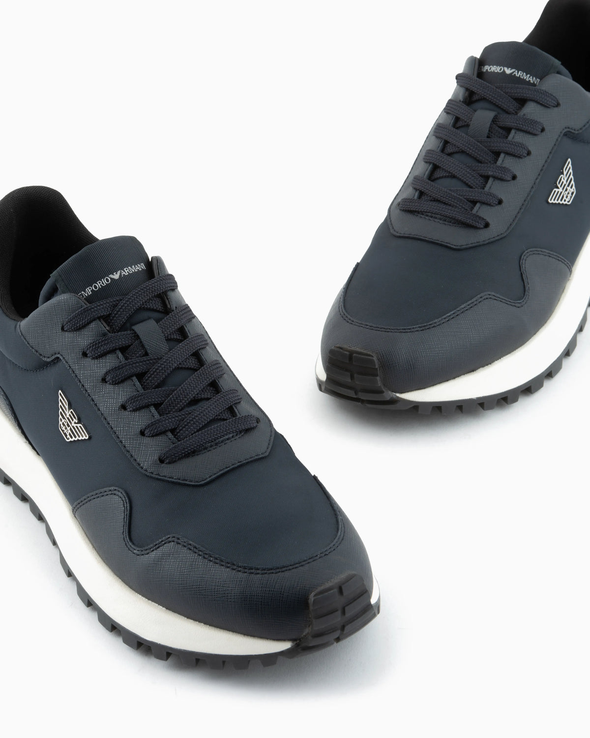 Saffiano detail sneaker with logo and laces