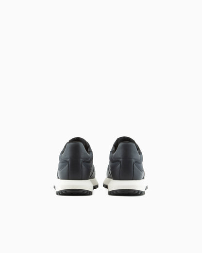 Saffiano detail sneaker with logo and laces