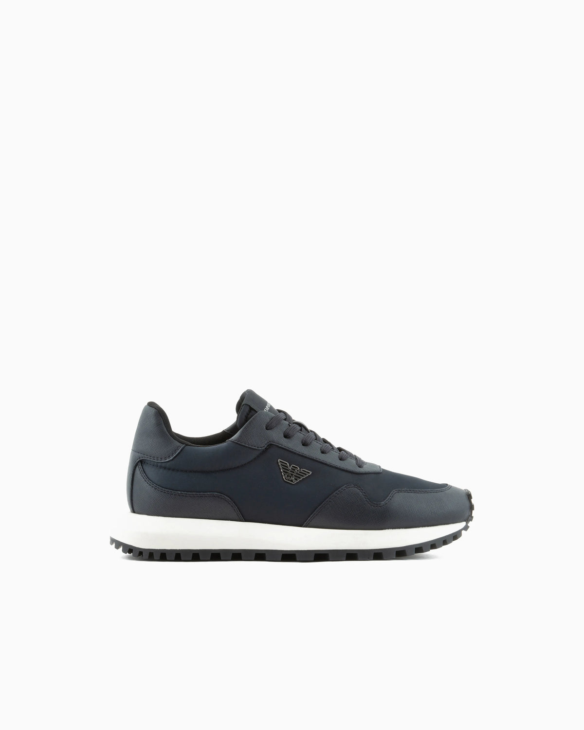 Saffiano detail sneaker with logo and laces