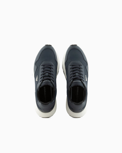Saffiano detail sneaker with logo and laces