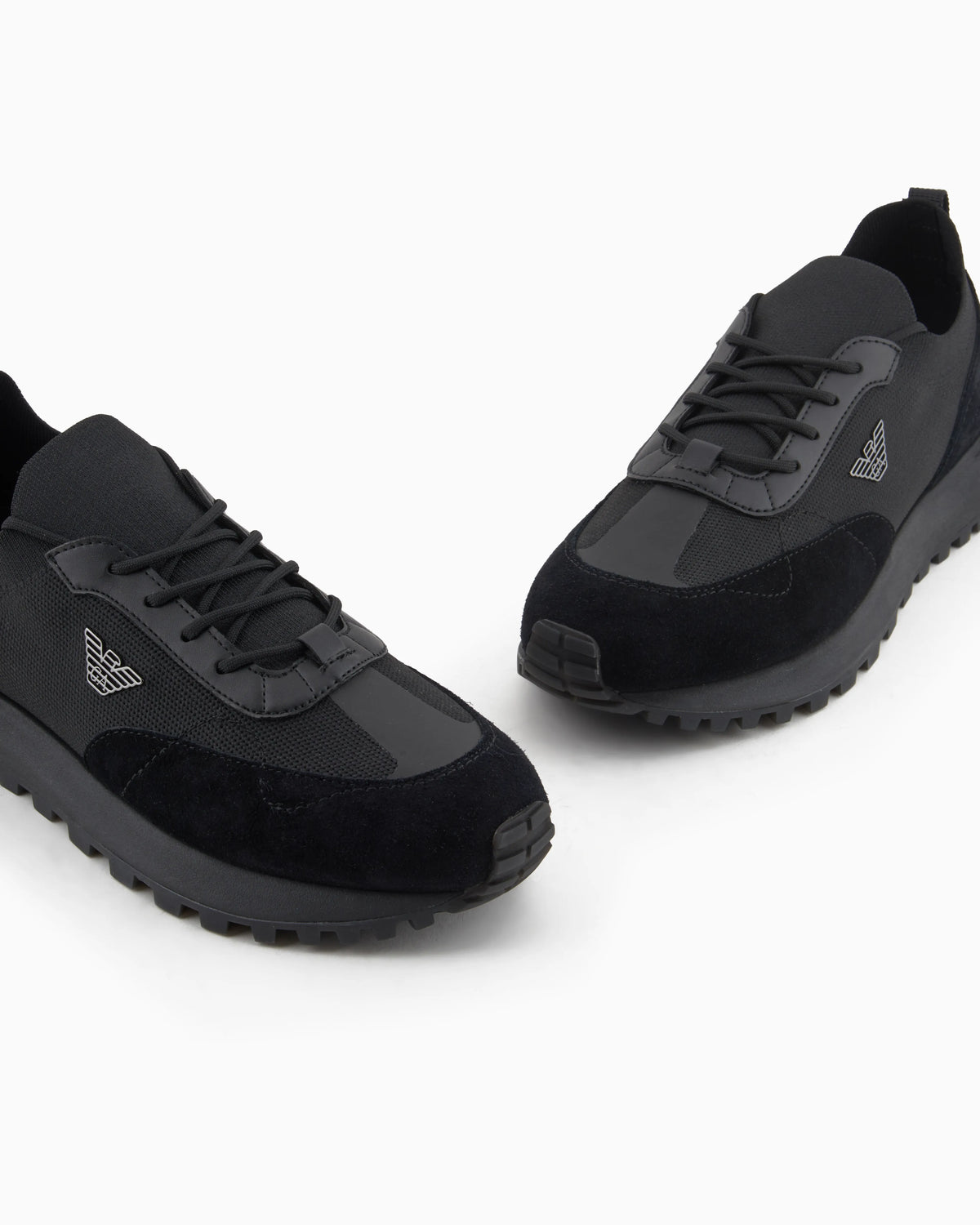 Knit sneakers with suede details