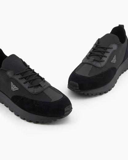 Knit sneakers with suede details