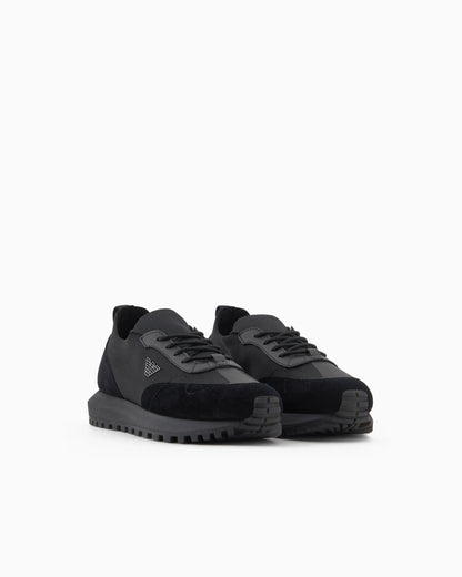 Knit sneakers with suede details