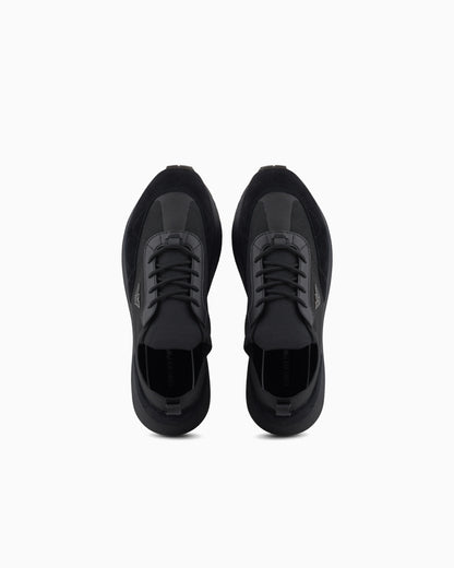 Knit sneakers with suede details