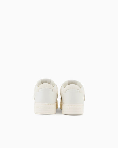 Leather and mesh sneakers with contrasting details