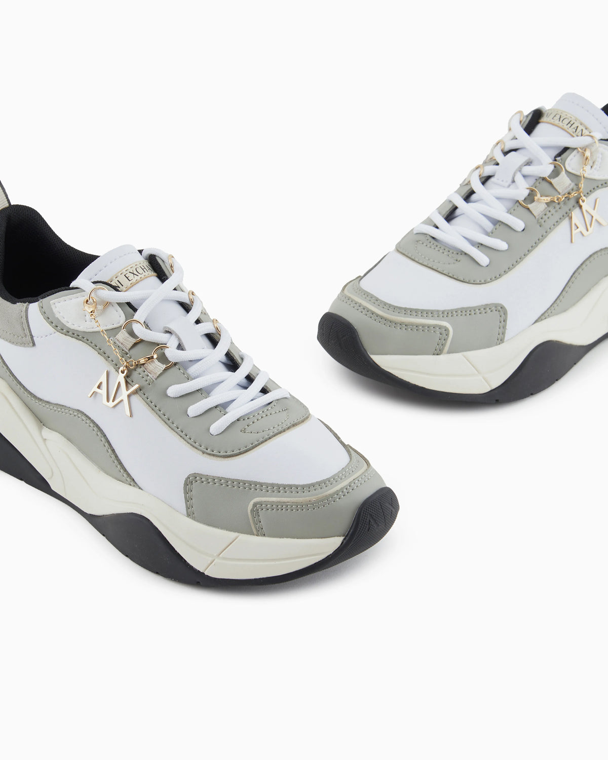 Leather sneakers with logo application