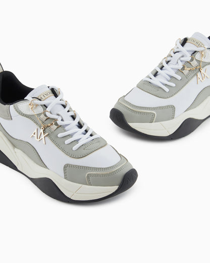 Leather sneakers with logo application