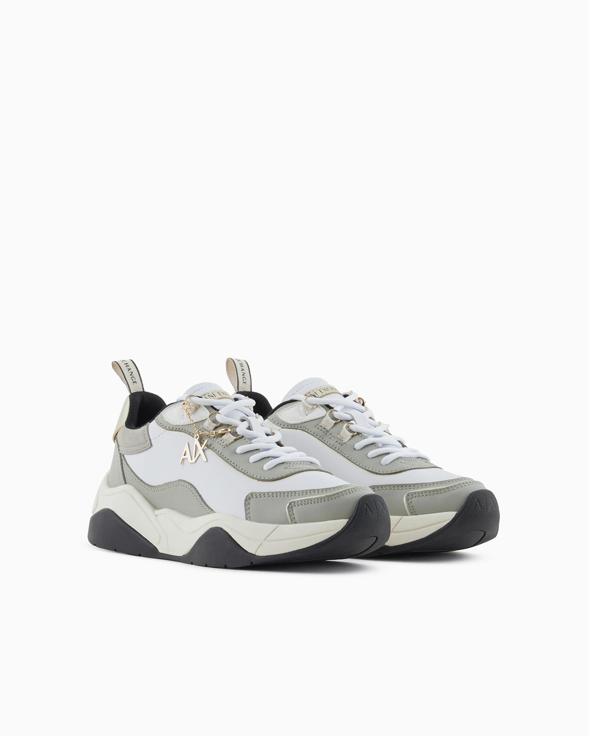 Leather sneakers with logo application