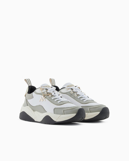 Leather sneakers with logo application