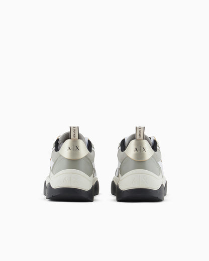 Leather sneakers with logo application