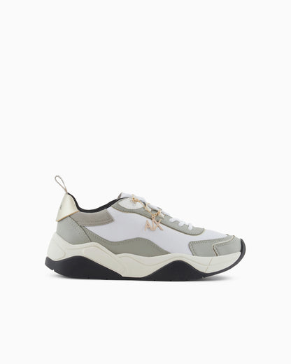 Leather sneakers with logo application