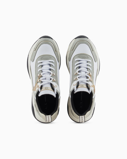Leather sneakers with logo application