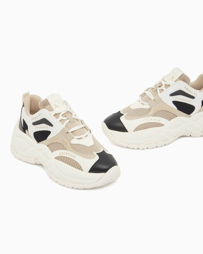 Sneakers in mesh and microsuede