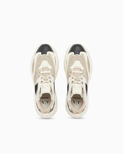 Sneakers in mesh and microsuede