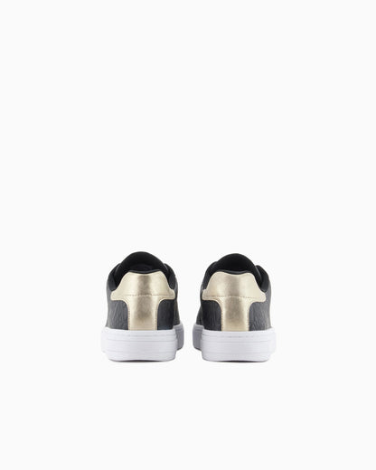 Low-top sneakers with embossed pattern and contrast heel