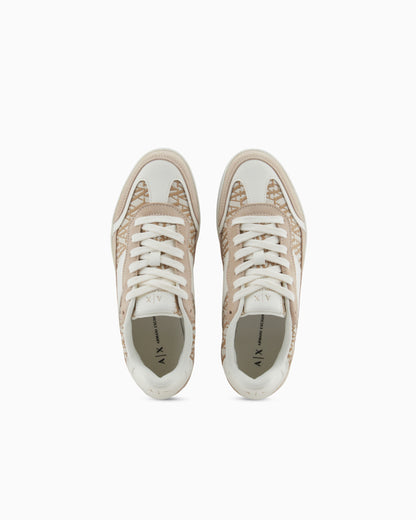 Sneakers with allover logo inserts