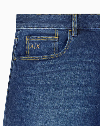 Comfort slim-fit cotton denim jeans with fading Essential