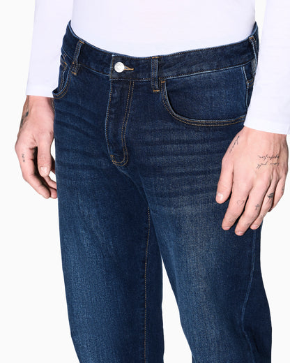 Comfort slim-fit cotton denim jeans with fading Essential