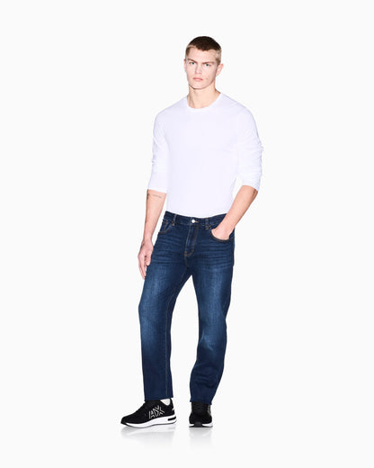 Comfort slim-fit cotton denim jeans with fading Essential