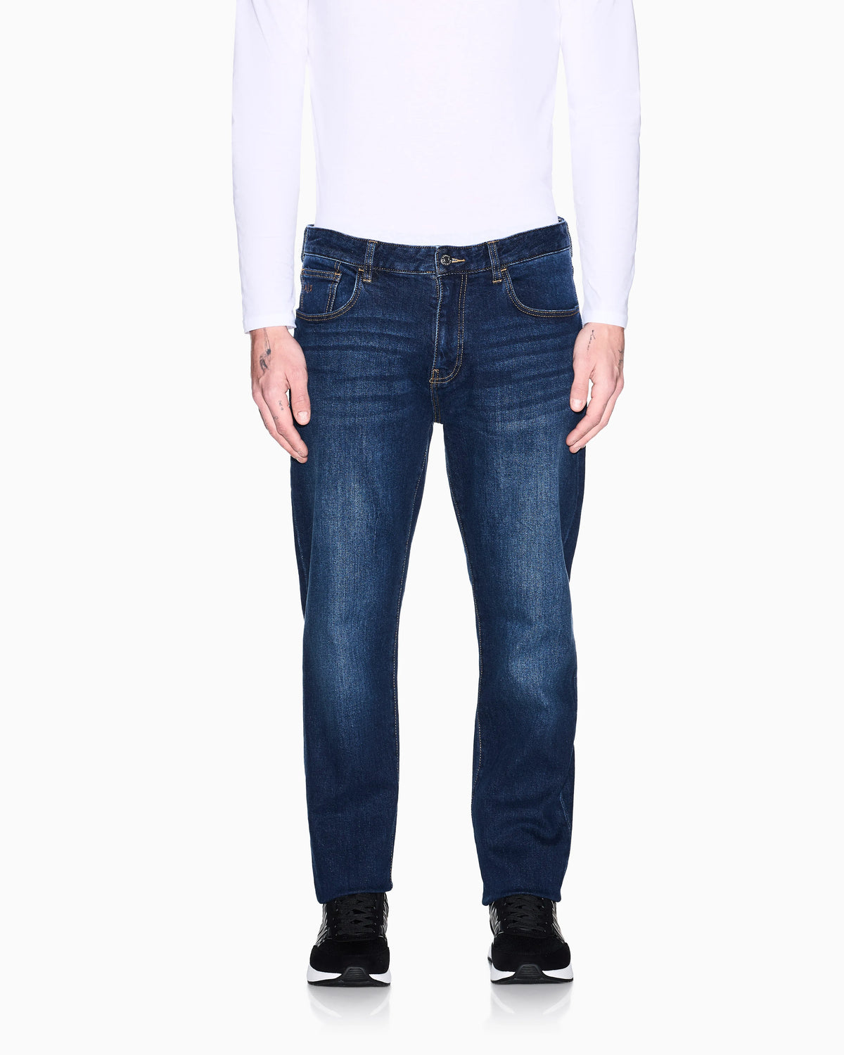 Comfort slim-fit cotton denim jeans with fading Essential
